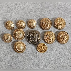 Gold and Silver Military Style Buttons Vintage